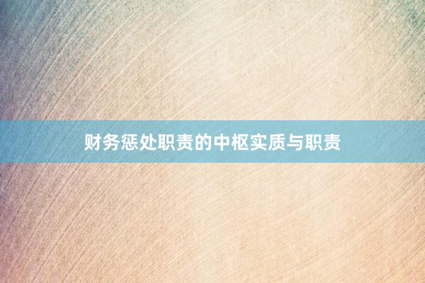 财务惩处职责的中枢实质与职责